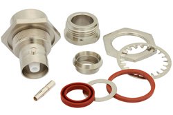 PE4964 - C Female Bulkhead Connector Clamp/Solder Attachment For RG213, RG214, RG8, RG9, RG11, RG225, RG393, .720 inch D Hole