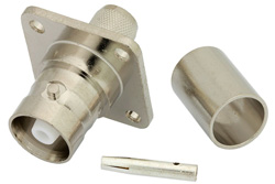 PE4968 - C Female Connector Crimp/Solder Attachment 4 Hole Flange Mount for RG213, RG8, .718 inch Hole Spacing