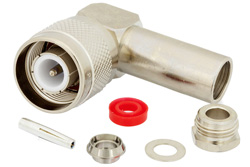 PE4978 - SC Male Right Angle Connector Clamp/Solder Attachment For RG58, RG55, RG141, RG142, RG223, RG400