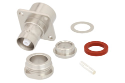 PE4CO1013 - C Female Connector Clamp/Solder Attachment 4 Hole Flange Mount for RG213, RG214, RG393, RG11