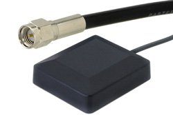 PE51016-1 - GPS Active Patch Antenna Operates From 1.5704 GHz to 1.5804 GHz With a Typical 0 dB Gain SMA Male Input Connector on 17 ft. of RG-174 Rated