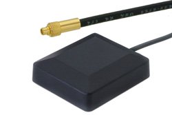 PE51016-5 - GPS Active Patch Antenna Operates From 1.5704 GHz to 1.5804 GHz With a Typical 0 dB Gain MMCX Male Input Connector on 17 ft. of RG-174 Rated