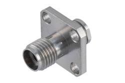 PE51280 - 3.5mm Female Connector Clamp/Solder Attachment 4 Hole Flange Mount for PE-047SR, PE-P047, PE-P047LL, PE-SR047AL, PE-SR047FL, .047 Semi-Rigid