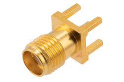 PE51720 - SMA Female Commercial Grade Connector Solder Attachment Thru Hole PCB, .200 inch x .067 inch Hole Spacing