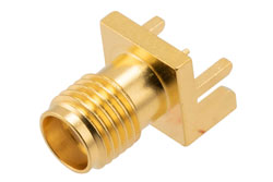 PE51735 - SMA Female Commercial Grade Connector Solder Attachment .054 inch End Launch PCB, .020 Inches Diameter Pin