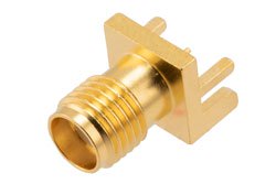 PE51737 - SMA Female Commercial Grade Connector Solder Attachment .063 inch End Launch PCB, .020 Inches Diameter Pin