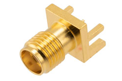 PE51738 - SMA Female Commercial Grade Connector Solder Attachment .078 inch End Launch PCB, .020 Inches Diameter Pin