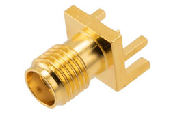 PE51739 - SMA Female Commercial Grade Connector Solder Attachment .084 inch End Launch PCB, .020 Inches Diameter Pin