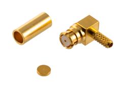 PE51768 - SMP Female Right Angle Connector Crimp Attachment for RG178, RG196