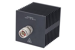 PE6213 - Medium Power 50 Watts RF Load Up To 18 GHz With N Male Input Square Body Black Anodized Aluminum Heatsink