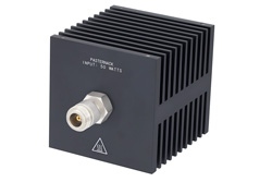 PE6214 - Medium Power 50 Watts RF Load Up To 18 GHz With N Female Input Square Body Black Anodized Aluminum Heatsink