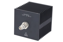 PE6216 - Medium Power 50 Watts RF Load Up To 18 GHz With TNC Female Input Square Body Black Anodized Aluminum Heatsink