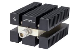 PE6222 - High Power 100 Watt RF Load Up to 8 GHz with N Female Conduction Cooled Body Black Anodized Aluminum Heatsink