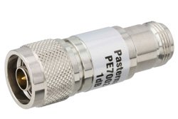 PE7002-1 - 1 dB Fixed Attenuator, N Male to N Female Brass Nickel Body Rated to 1 Watt Up to 3 GHz