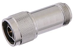 PE7004-2 - 2 dB Fixed Attenuator, N Male to N Female Passivated Stainless Steel Body Rated to 2 Watts Up to 18 GHz