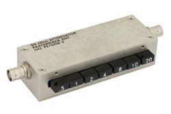 PE7008-2 - 0 to 45.5 dB Push Button Step Attenuator, BNC Female To BNC Female With 0.5 dB Step Rated To 1 Watt Up To 750 MHz