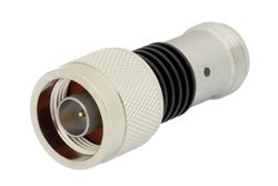 PE7014-1 - 1 dB Fixed Attenuator, N Male to N Female Black Anodized Aluminum Heatsink Body Rated to 5 Watts Up to 18 GHz