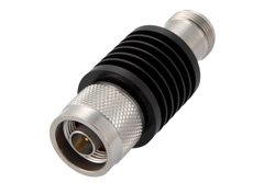 PE7015-2 - 2 dB Fixed Attenuator, N Male to N Female Black Anodized Aluminum Heatsink Body Rated to 10 Watts Up to 18 GHz
