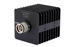 PE7017-1 - 1 dB Fixed Attenuator, N Male to N Female Black Anodized Aluminum Heatsink Body Rated to 25 Watts Up to 18 GHz