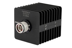 PE7017-10 - 10 dB Fixed Attenuator, N Male to N Female Black Anodized Aluminum Heatsink Body Rated to 25 Watts Up to 18 GHz