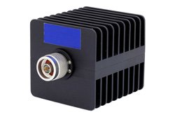 PE7017-2 - 2 dB Fixed Attenuator, N Male to N Female Black Anodized Aluminum Heatsink Body Rated to 25 Watts Up to 18 GHz