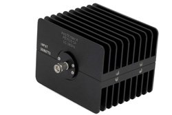 PE7020-10 - 10 dB Fixed Attenuator, SMA Male to SMA Female Directional Black Anodized Aluminum Heatsink Body Rated to 50 Watts Up to 18 GHz