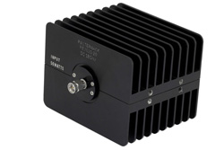 PE7020-20 - 20 dB Fixed Attenuator, SMA Male to SMA Female Directional Black Anodized Aluminum Heatsink Body Rated to 50 Watts Up to 18 GHz