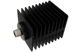 PE7021-20 - 20 dB Fixed Attenuator, N Male to N Female Directional Black Anodized Aluminum Heatsink Body Rated to 100 Watts Up to 1.5 GHz