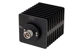 PE7021-6 - 6 dB Fixed Attenuator, N Male to N Female Directional Black Anodized Aluminum Heatsink Body Rated to 100 Watts Up to 1.5 GHz