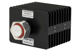 PE7042-10 - 10 dB Fixed Attenuator, 7/16 DIN Male To 7/16 DIN Female Directional Black Anodized Aluminum Heatsink Body Rated To 50 Watts Up To 7.5 GHz