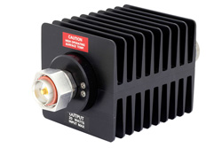 PE7043-6 - 6 dB Fixed Attenuator, 7/16 DIN Male to 7/16 DIN Female Directional Black Anodized Aluminum Heatsink Body Rated to 100 Watts Up to 1.5 GHz