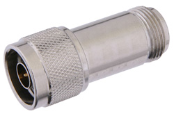 PE7047-7 - 7 dB Fixed Attenuator, N Male to N Female Passivated Stainless Steel Body Rated to 2 Watts Up to 12.4 GHz