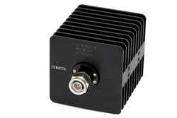 PE7054-1 - 1 dB Fixed Attenuator, TNC Male to TNC Female Black Anodized Aluminum Heatsink Body Rated to 25 Watts Up to 18 GHz