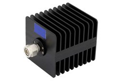 PE7054-10 - 10 dB Fixed Attenuator, TNC Male to TNC Female Black Anodized Aluminum Heatsink Body Rated to 25 Watts Up to 18 GHz