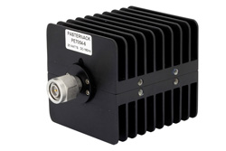 PE7054-6 - 6 dB Fixed Attenuator, TNC Male to TNC Female Black Anodized Aluminum Heatsink Body Rated to 25 Watts Up to 18 GHz