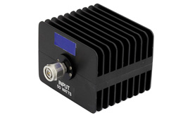 PE7055-10 - 10 dB Fixed Attenuator, TNC Male To TNC Female Directional Black Anodized Aluminum Heatsink Body Rated To 50 Watts Up To 18 GHz