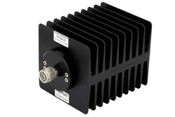 PE7056-20 - 20 dB Fixed Attenuator, TNC Male to TNC Female Directional Black Anodized Aluminum Heatsink Body Rated to 100 Watts Up to 1.5 GHz