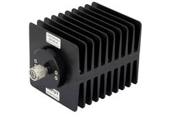 PE7056-30 - 30 dB Fixed Attenuator, TNC Male To TNC Female Directional Black Anodized Aluminum Heatsink Body Rated To 100 Watts Up To 1.5 GHz