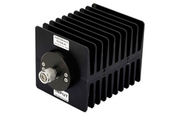 PE7056-40 - 40 dB Fixed Attenuator, TNC Male To TNC Female Directional Black Anodized Aluminum Heatsink Body Rated To 100 Watts Up To 1.5 GHz