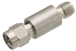 PE7061-20 - 20 dB DC Bias Attenuator, SMA Male to SMA Female Passivated Stainless Steel Body Rated to 2 Watts from 500 MHz to 2 GHz