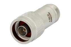 PE7062-6 - 6 dB DC Bias Attenuator, N Male to N Female Passivated Stainless Steel Body Rated to 2 Watts from 500 MHz to 2 GHz