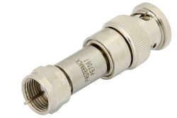 PE7067 - 50 Ohm BNC Male to 75 Ohm F Male Matching Pad Operating from DC to 3 GHz RoHS Compliant