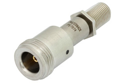 PE7074 - 50 Ohm N Female to 75 Ohm F Female Matching Pad Operating from DC to 3 GHz RoHS Compliant