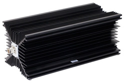 PE7085-6 - 6 dB Fixed Attenuator, N Male to N Female Directional Black Anodized Aluminum Heatsink Body Rated to 500 Watts Up to 2.4 GHz