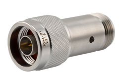 PE7094-01 - 1 dB Fixed Attenuator, N Male to N Female Passivated Stainless Steel Body Rated to 2 Watts Up to 18 GHz