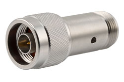 PE7094-04 - 4 dB Fixed Attenuator, N Male to N Female Passivated Stainless Steel Body Rated to 2 Watts Up to 18 GHz