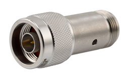 PE7094-08 - 8 dB Fixed Attenuator, N Male to N Female Passivated Stainless Steel Body Rated to 2 Watts Up to 18 GHz