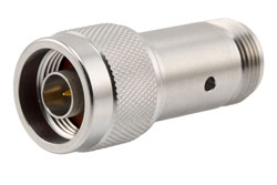 PE7094-09 - 9 dB Fixed Attenuator, N Male to N Female Passivated Stainless Steel Body Rated to 2 Watts Up to 18 GHz