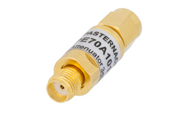 PE70A1010 - 3 dB Fixed Attenuator, SMA Male to SMA Female Copper Body Rated to 2 Watts From 0.009 MHz to 6 GHz