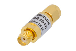 PE70A1016 - 18 dB Fixed Attenuator, SMA Male to SMA Female Brass Body Rated to 2 Watts From 0.009 MHz to 6 GHz